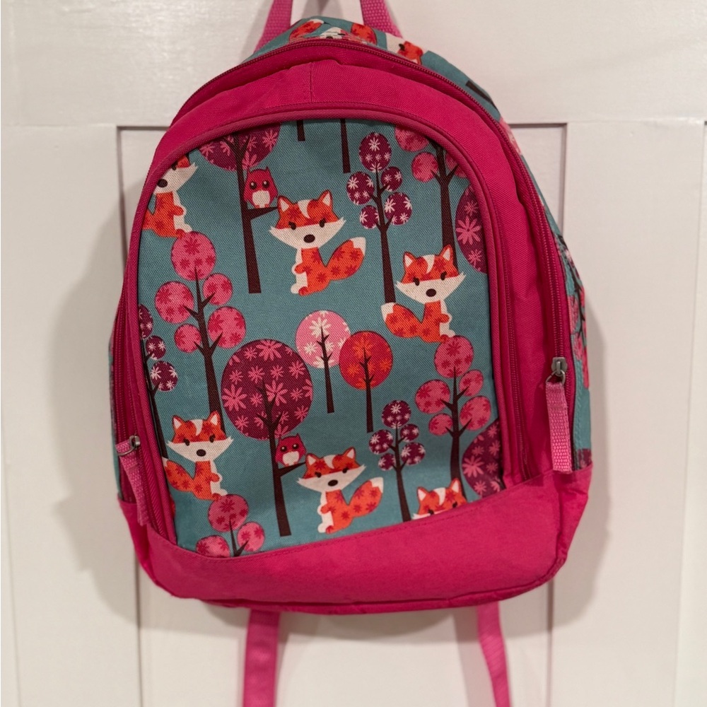 Pink Fox Print Kids Backpack